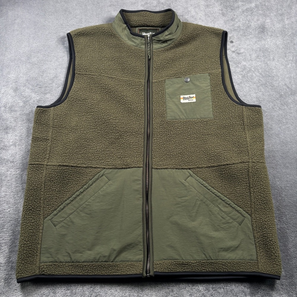 Howler Bros Chisos Vest Mens 2XL Green Sherpa Fleece Full Zip Outdoor Jacket